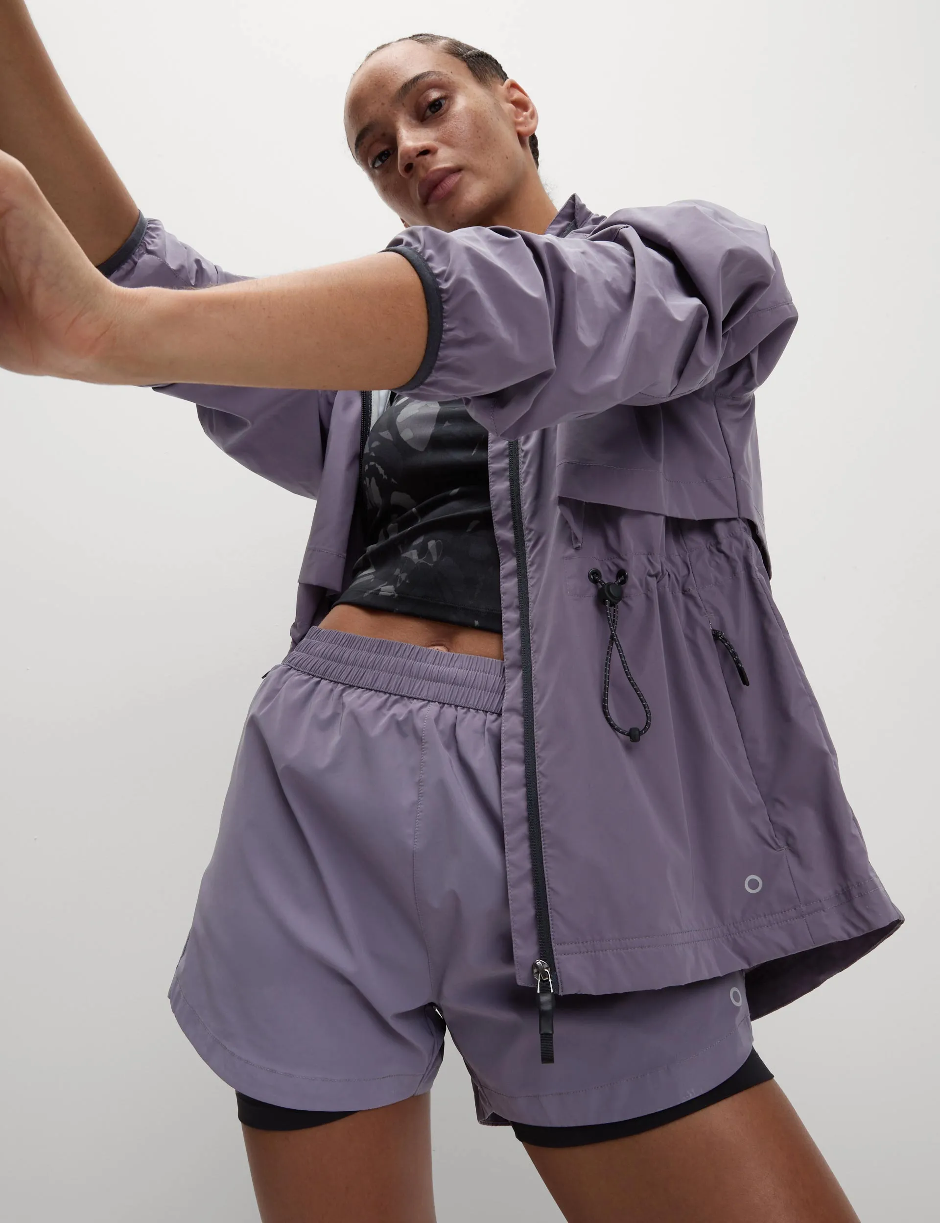 360° Reflective Layered Running Shorts - Lilac
