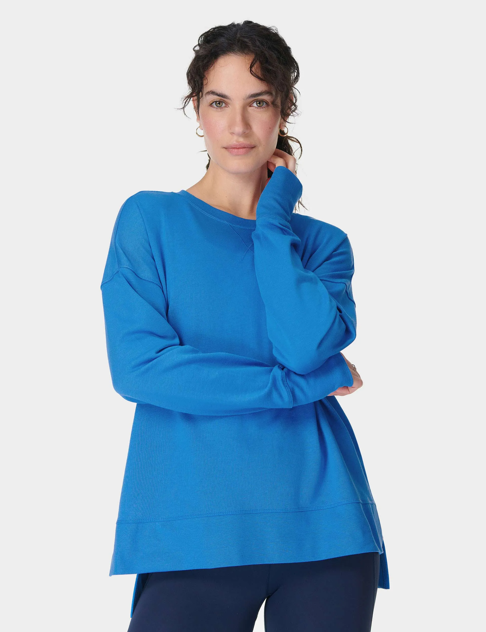 After Class Longline Sweatshirt - Tidal Blue