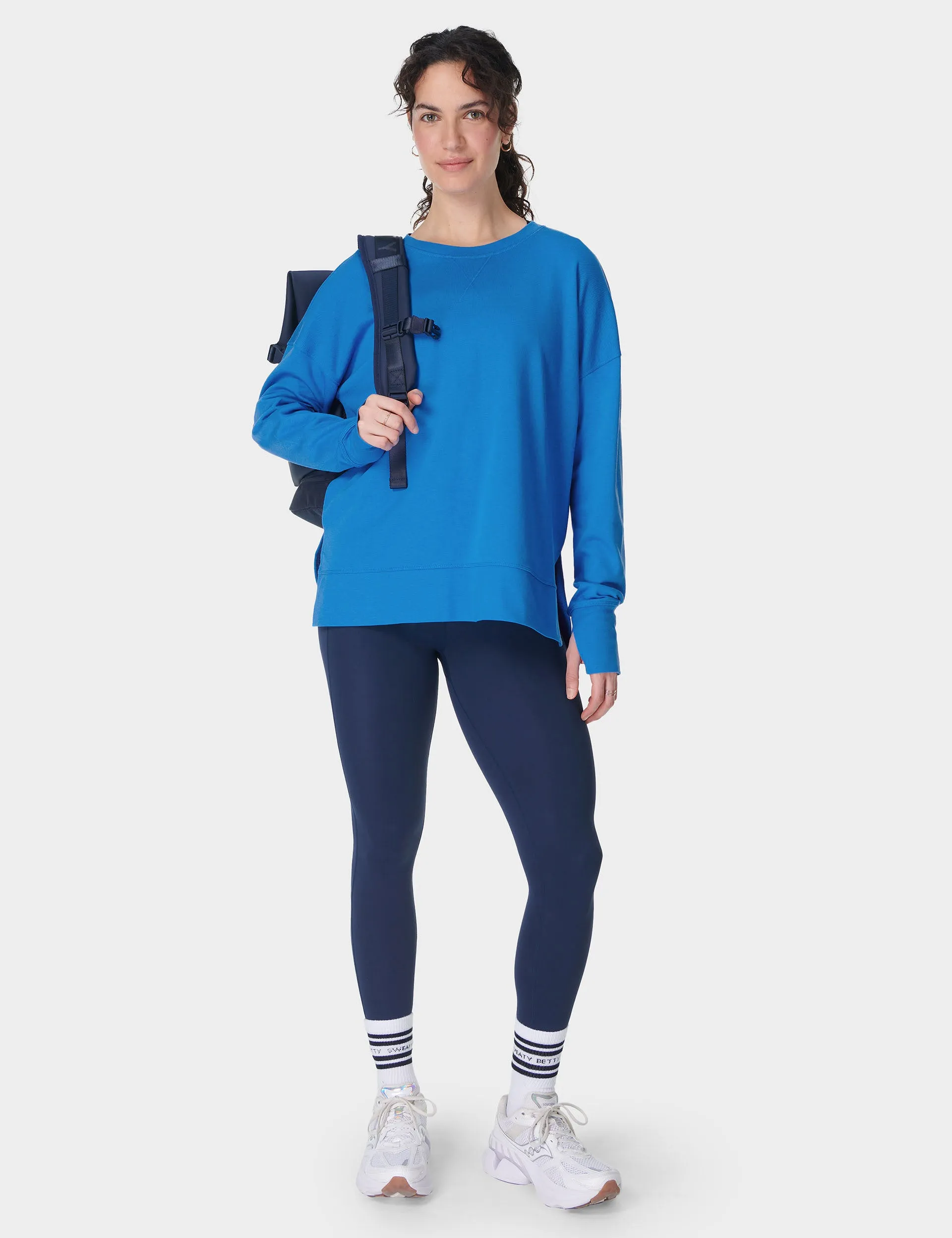 After Class Longline Sweatshirt - Tidal Blue