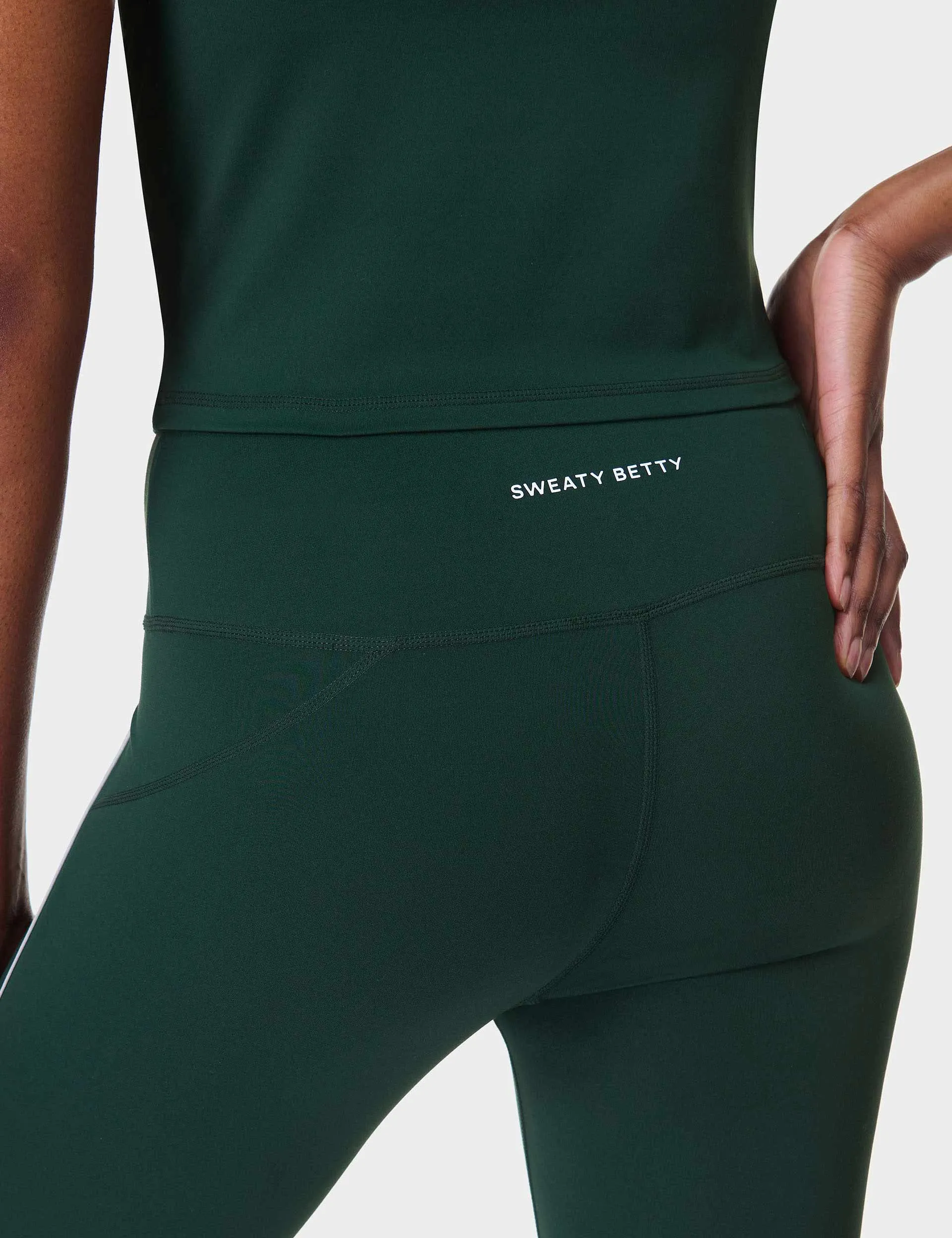 All Day Active Contrast Piping 7/8 Leggings - Cedar Green