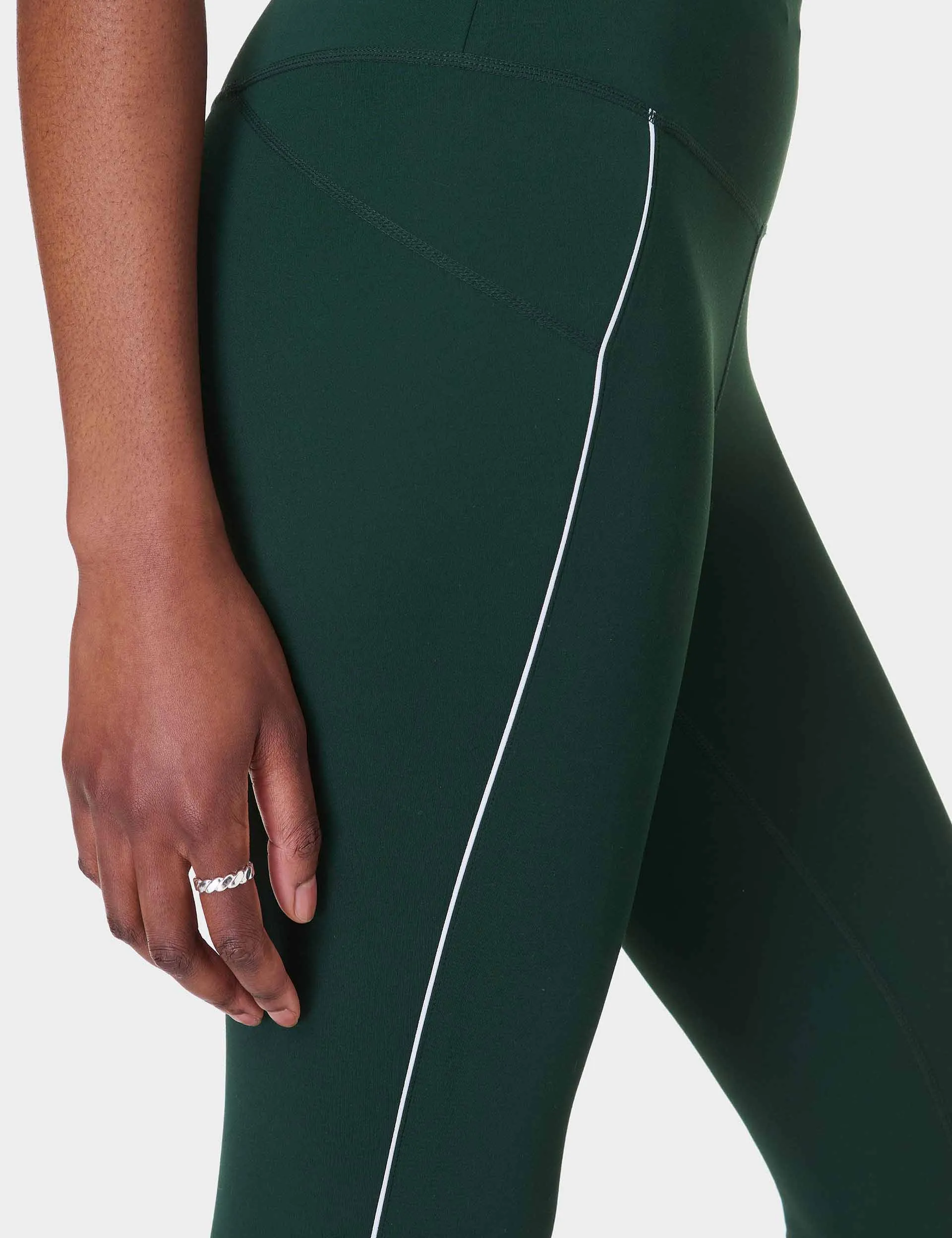 All Day Active Contrast Piping 7/8 Leggings - Cedar Green