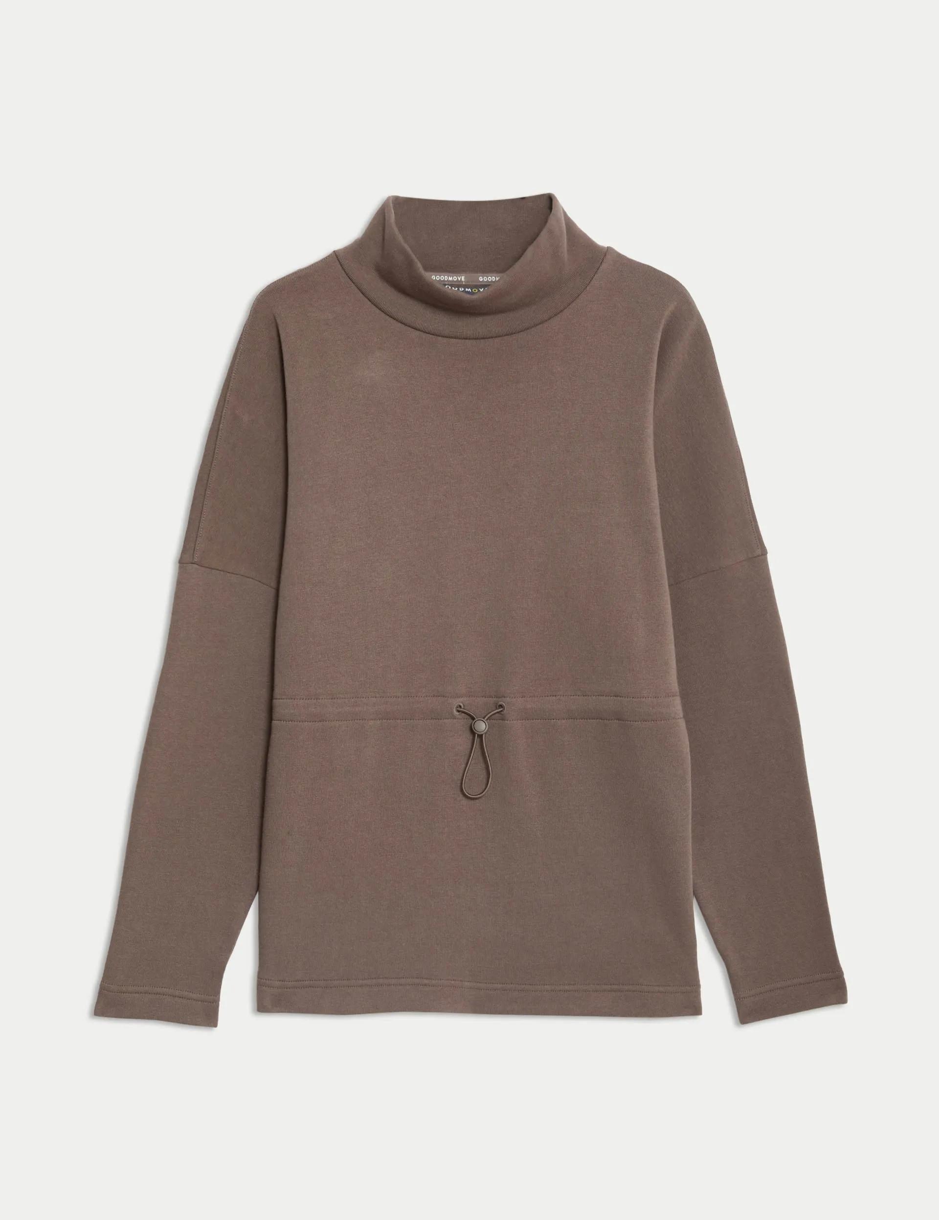 Cotton Rich Brushed Funnel Neck Sweatshirt - Taupe