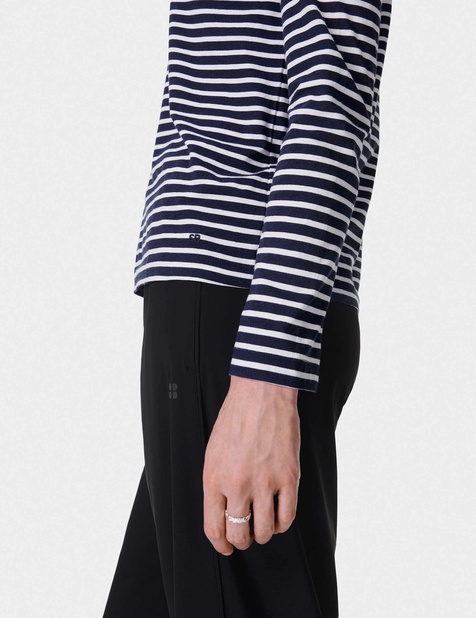 Essential Long Sleeve T-Shirt - Navy Blue White Stripe