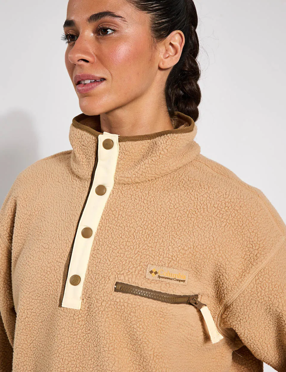 Helvetia II Cropped Sherpa Half Snap Fleece - Canoe
