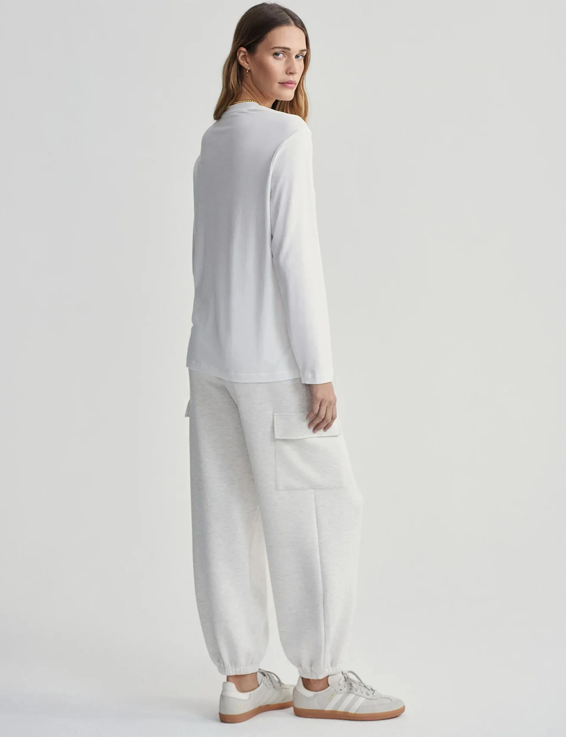 Leah Long Sleeve Boyfriend Tee - White