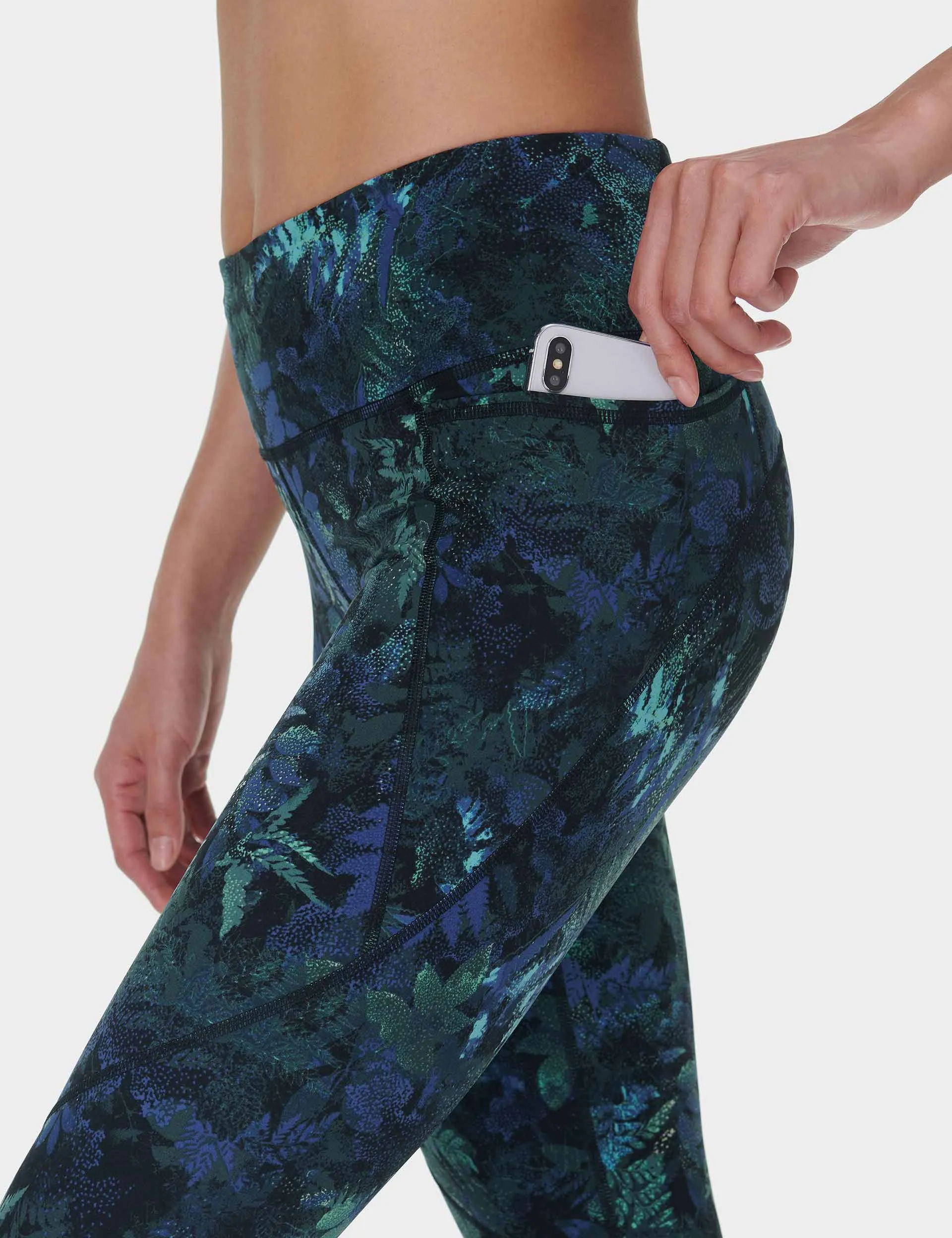 Power 7/8 Gym Leggings - Green Forest Print