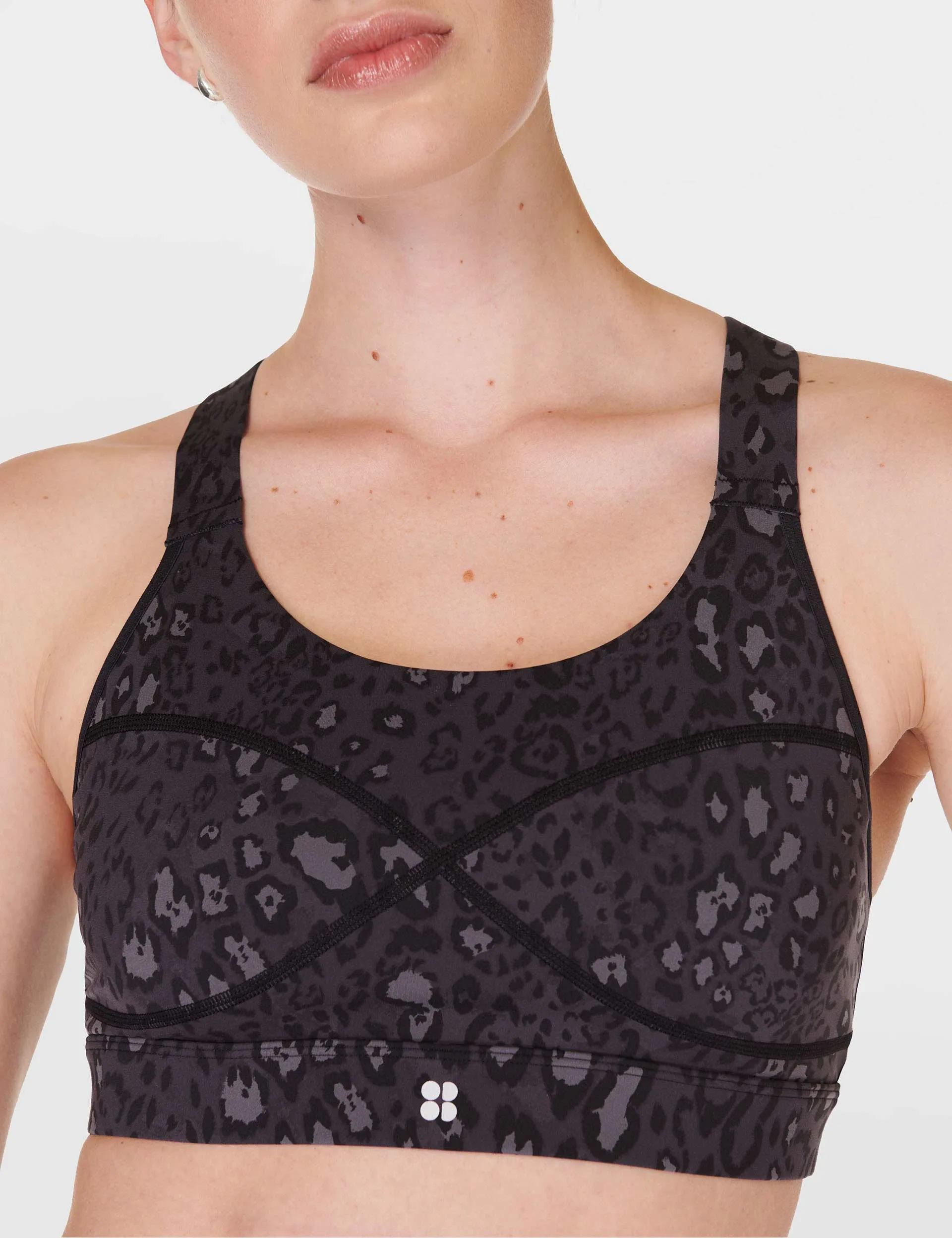 Power Medium Support Sports Bra - Black Luxe Leopard Print